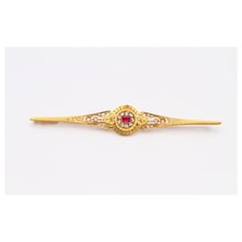 Autre Marque-ISABELINE BROOCH in Gold with Diamonds and Ruby-Golden