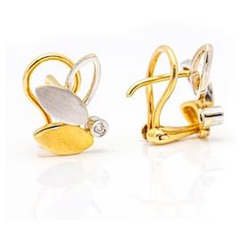 Autre Marque-Bicolor Gold Earrings-Golden