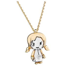 Autre Marque Colar Pingente Bicolor BIMBA com Corrente Dourado