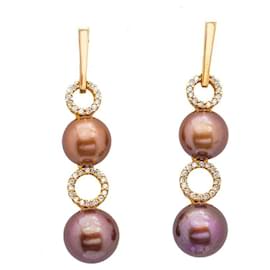 Autre Marque-Earrings with diamonds and pearls-Golden