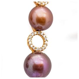 Autre Marque-Ohrringe mit Diamanten und Perlen-Golden