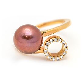 Autre Marque Bague avec Diamants et Perles. Doré