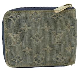 Louis Vuitton-LOUIS VUITTON Monogram Denim Mini Zippy Wallet Portemonnaie Blau M95342 LV Auth 61986-Blau