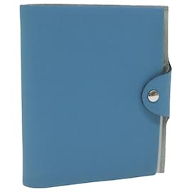 Hermès-HERMES Yuris PM Day Planner Cover Leather Blue Auth ar11070-Blue