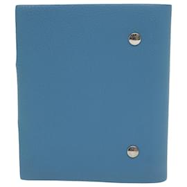 Hermès-HERMES Yuris PM Tagesplanerhülle Leder Blau Auth Ar11070-Blau