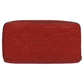 Louis Vuitton-LOUIS VUITTON Monogram Empreinte Zippy Monedero Rojo M63691 Bases de autenticación de LV10719-Roja