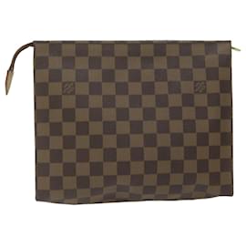 Louis Vuitton-LOUIS VUITTON Damier Ebene Poche Toilette 26 Pochette N47543 Auth LV 62174-Autre