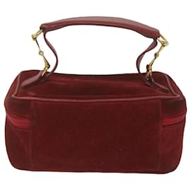 Gucci-GUCCI Vanity Cosmetic Pouch Suede Red 032 1705 0141 Auth bs10687-Red