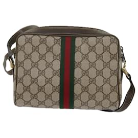 Gucci-GUCCI GG Supreme Web Sherry Line Shoulder Bag Beige Red Green 010 378 Auth tb988-Red,Beige,Green