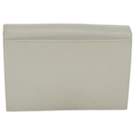 Saint Laurent-SAINT LAURENT Clutch Bag Leather White Auth ep2566-White