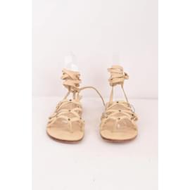 Alaïa-Sapatos de sandália de couro-Bege