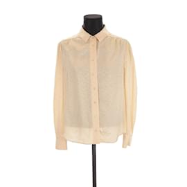 Saint Laurent-Blusa avvolgente in seta-Beige