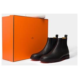 Hermès-HERMES Shoe in Black Leather - 101666-Black