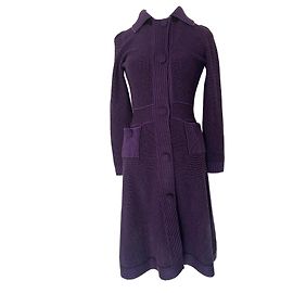 Dior Dark Purple Wool Long Coat Dark purple