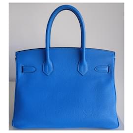 Hermès-Sac Hermes Birkin 30 bleu hydra-Bleu