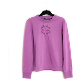 Chanel-Chanel Top 2019 Embroidered Clover Sweatshirt-Rose,Violet