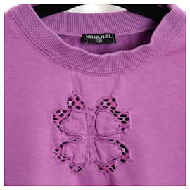 Chanel-Chanel Top 2019 Embroidered Clover Sweatshirt-Pink,Purple