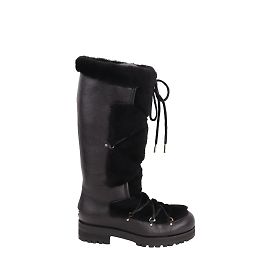 Jimmy Choo Lederstiefel mit Fellfutter Schwarz