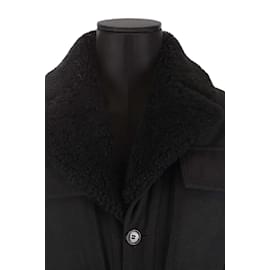 Joseph-leather trim coat-Black