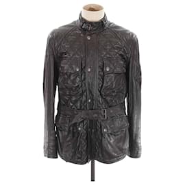 Ralph Lauren-abrigo con ribete de cuero-Negro