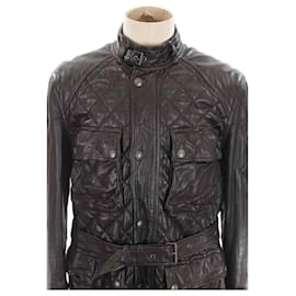 Ralph Lauren-abrigo con ribete de cuero-Negro