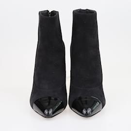 Chanel-Black Pearl Track Heels Booties Ankle Boots-Black