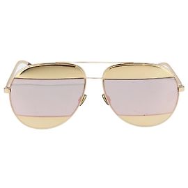 Dior Gold/Pink Mirrored Split Aviator Sunglasses Golden