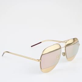 Dior-Gold/Pink Mirrored Split Aviator Sunglasses-Golden