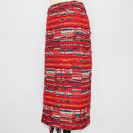 Chanel-Falda larga con detalle de flecos multicolor-Multicolor