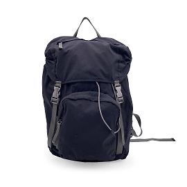 Prada Sport Black Nylon Canvas Backpack Shoulder Bag Black