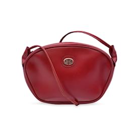 Gucci-Vintage Red Leather Small Crossbody Messenger Bag-Red