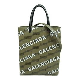 Balenciaga-BB Monogram Logo Shopping Tote 693805-Brown