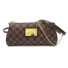 Louis Vuitton-Louis Vuitton Damier Ebene Pochette Eva Canvas Crossbody Bag N55213 in Great Condition-Brown