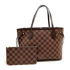 Louis Vuitton-Louis Vuitton Damier Ebene Neverfull PM Sacola de lona N41359 Em uma boa condição-Marrom