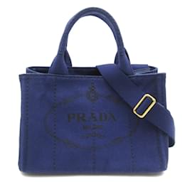 Prada-Canapa Logo Tote Bag-Blue