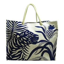 Hermès-Tigre a l'Ananas Beach Bag-Beige