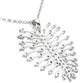 & Other Stories-18K Diamond Leaf Necklace-Silvery