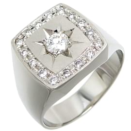 & Other Stories-Platinum Diamond Seal Ring-Silvery