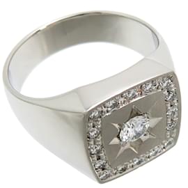 & Other Stories-Platinum Diamond Seal Ring-Silvery