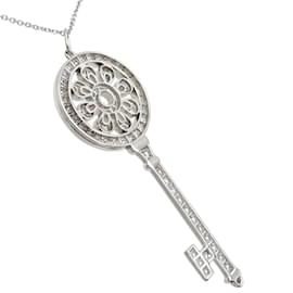 Tiffany & Co-Platin-Diamant-Pedalschlüssel-Halskette-Silber