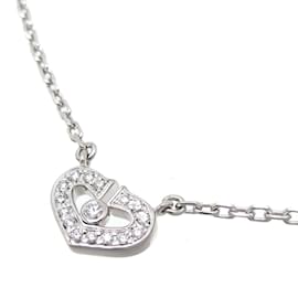 Cartier-18K Diamond C Heart Necklace-Silvery