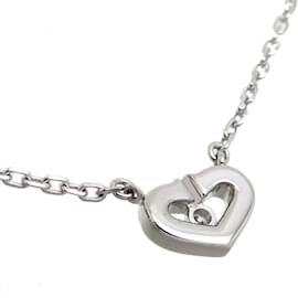 Cartier-18K Diamond C Heart Necklace-Silvery