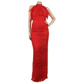 Autre Marque-Red lace embroidered maxi dress - size UK 8-Red