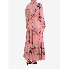 Autre Marque-Pink floral printed silk midi dress - size M-Pink