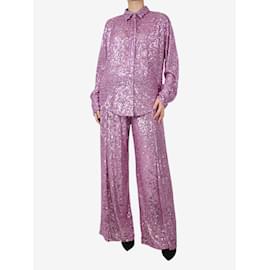 Tom Ford-Pink sequin embellished shirt and trouser set - size UK 12-Pink