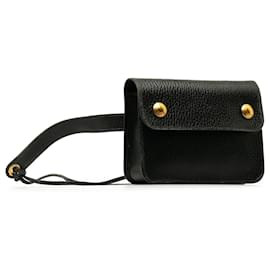 Hermès-Marsupio Hermes Courchevel nero Pochette verde-Nero