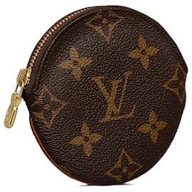 Louis Vuitton-Louis Vuitton Brown Monogram Porte-Monnaie Round Coin Purse-Brown