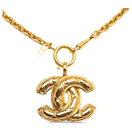 Chanel-Collar colgante Chanel Gold CC-Dorado