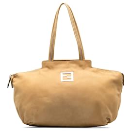 Fendi-Fendi Brown FF Nubuk Chains Tote-Braun