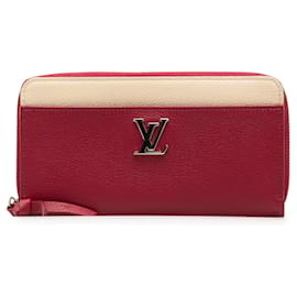 Louis Vuitton-Louis Vuitton Red Lockme Zippy Wallet-Beige,Other